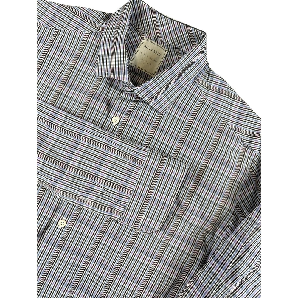Billy Reid Mens Striped Plaid Long Sleeve Button Shirt Size‎ XLarge Cotton Italy